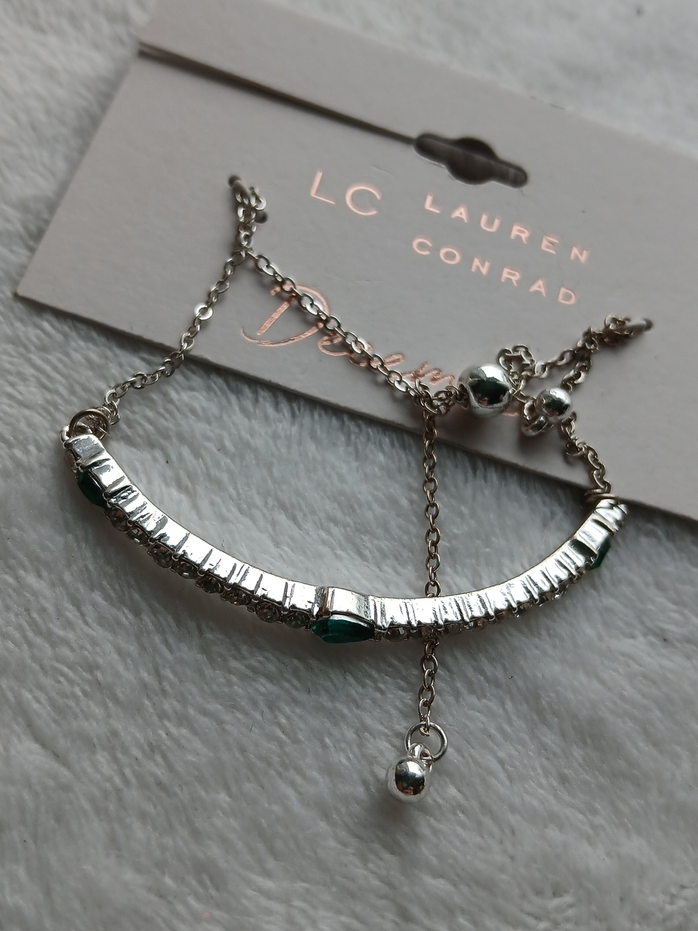 LC Lauren Conrad Silver Bracelet with Teal Stones DECEMBER